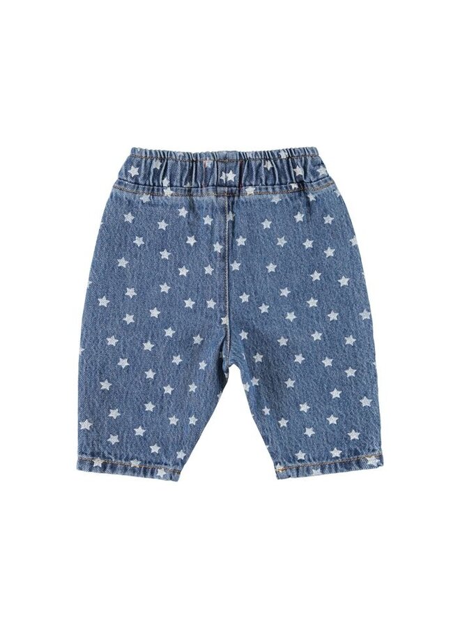 Piupiuchick | baby trousers | washed navy denim w/ stars