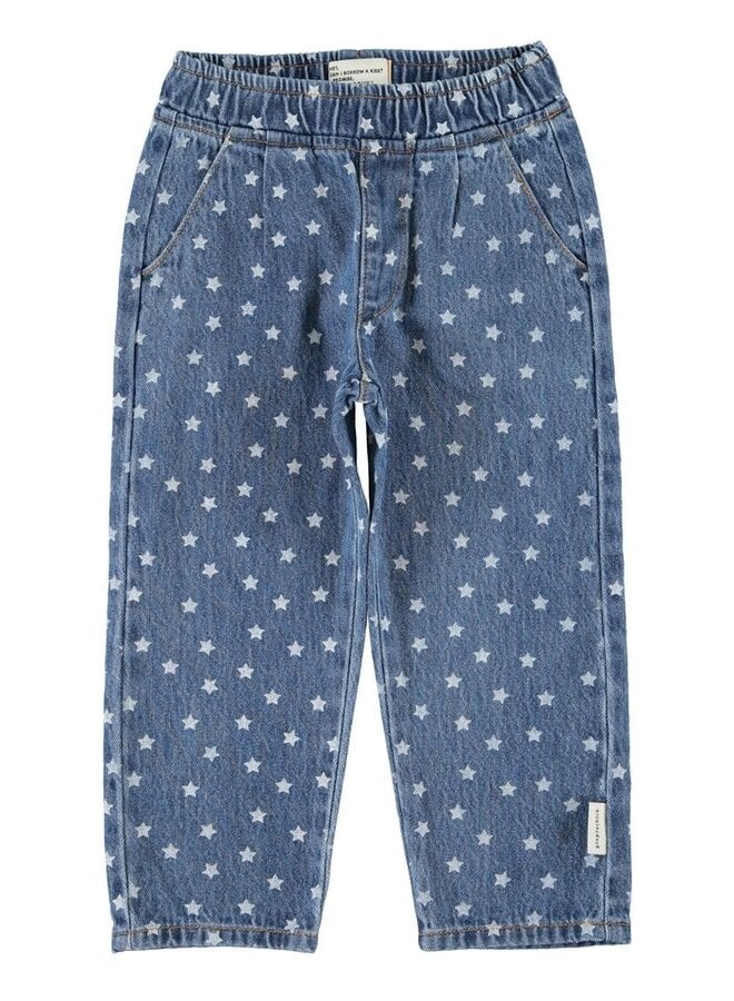 Piupiuchick | trousers | washed navy denim w/ stars