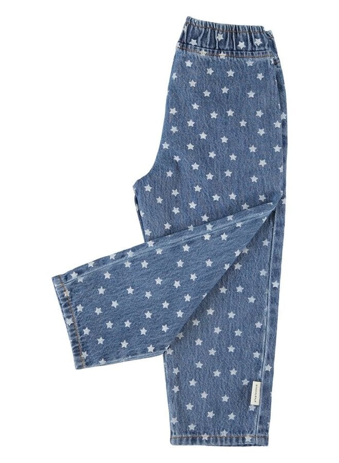 Piupiuchick | trousers | washed navy denim w/ stars