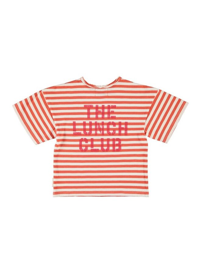 Piupiuchick | oversize t'shirt | red & ecru stripes w/ apple print
