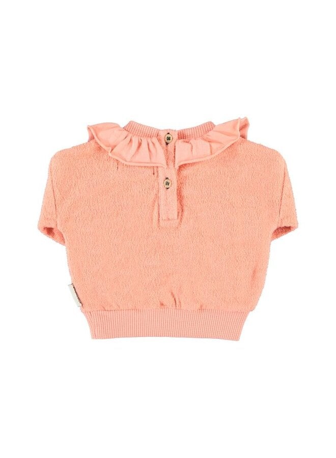 Piupiuchick | baby sweatshirt w/ collar | pink w/ apple print