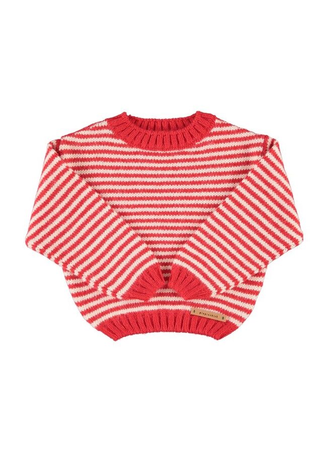 Piupiuchick | knitted sweater | ecru & red stripes