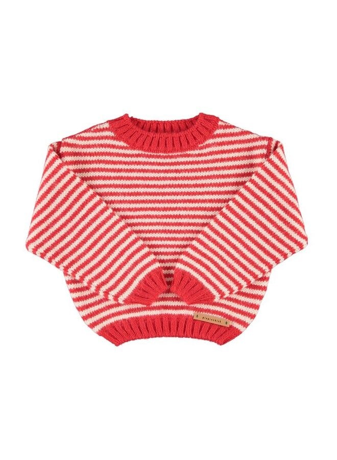 Piupiuchick | knitted sweater | ecru & red stripes