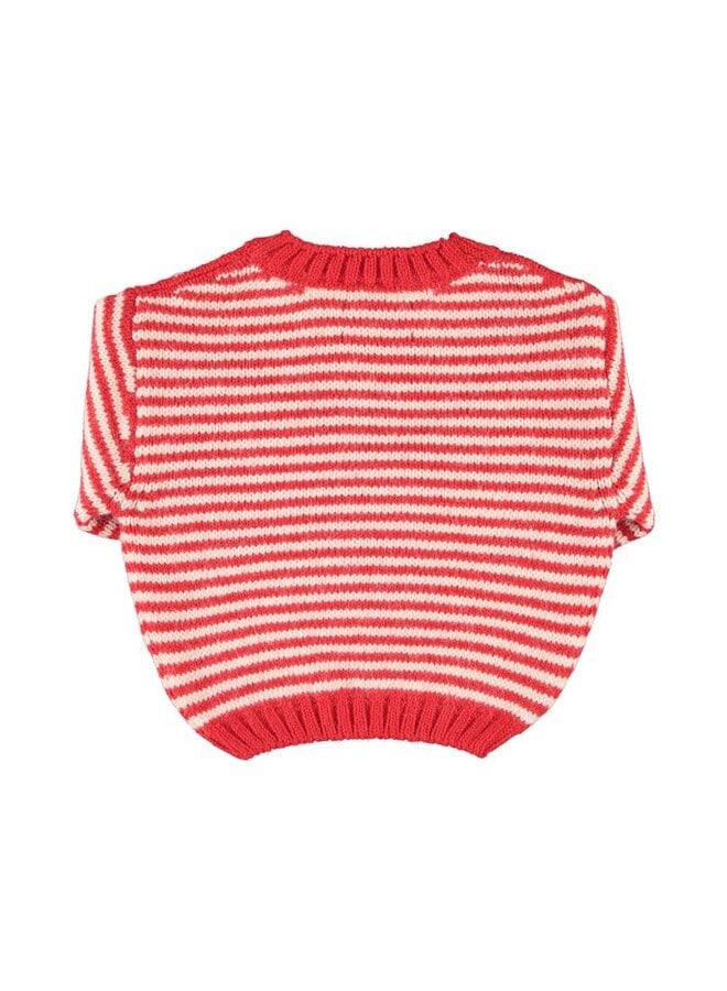 Piupiuchick | knitted sweater | ecru & red stripes