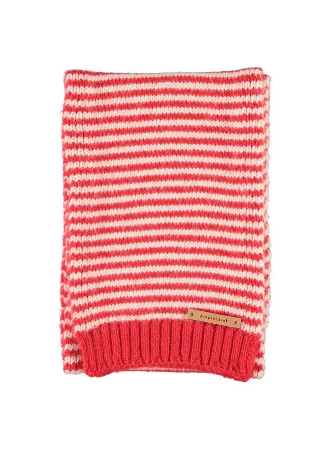 Piupiuchick | knitted scarf | ecru & red stripes