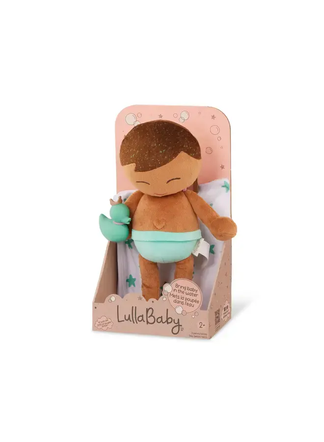 Lullababy | plush boy bath doll brown hair & accessory
