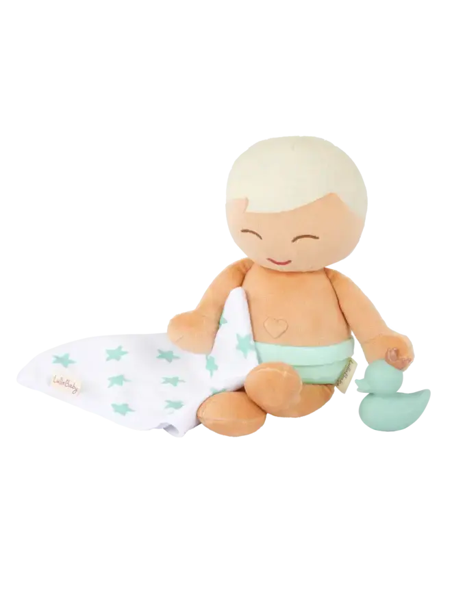 Lullababy | plush boy bath doll blonde hair & accessory