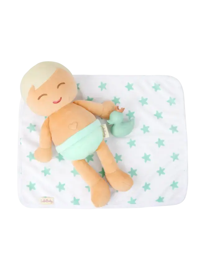 Lullababy | plush boy bath doll blonde hair & accessory