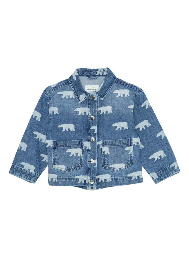 Brunobruno nation | sena aop overshirt | mid blue polar bear aop