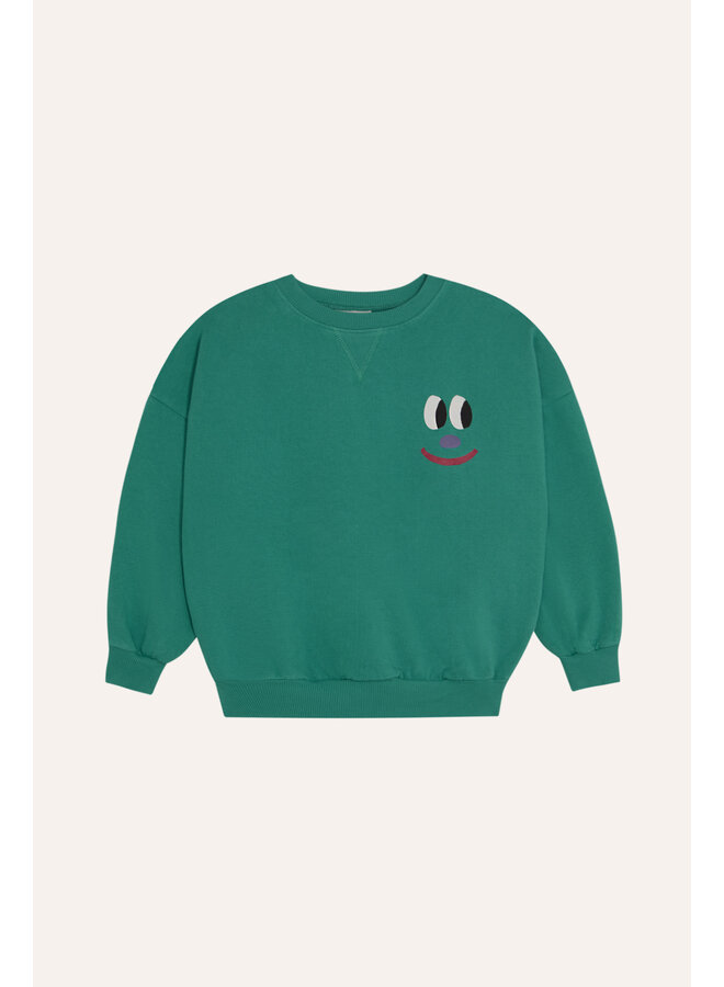 The Campamento | smiling face green sweatshirt | green