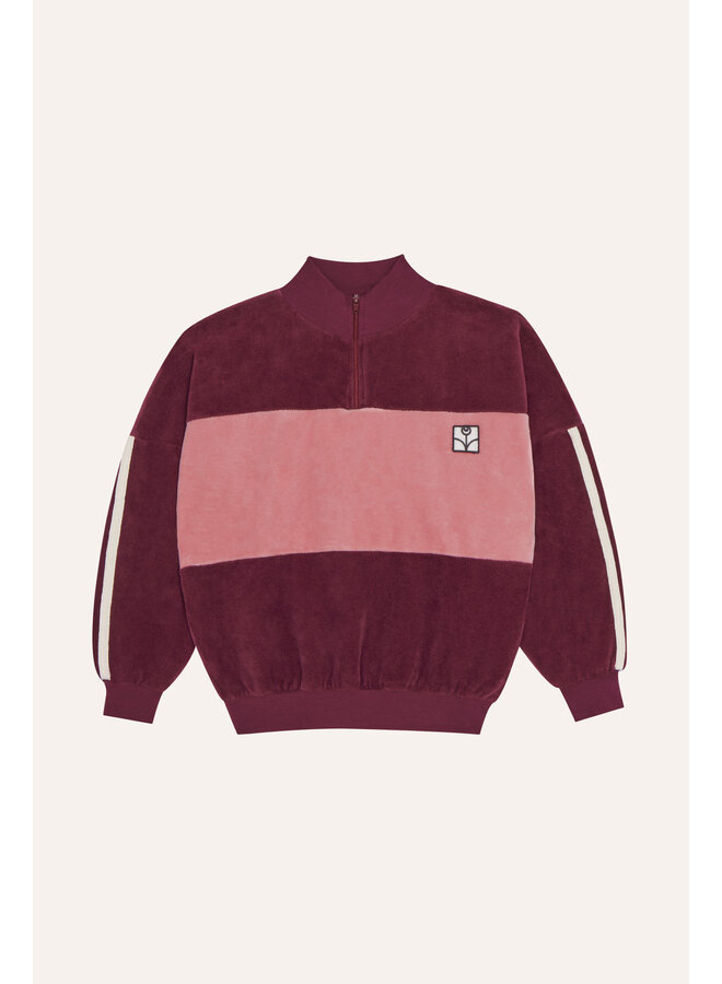 The Campamento | burgundy color block sweatshirt | burgundy