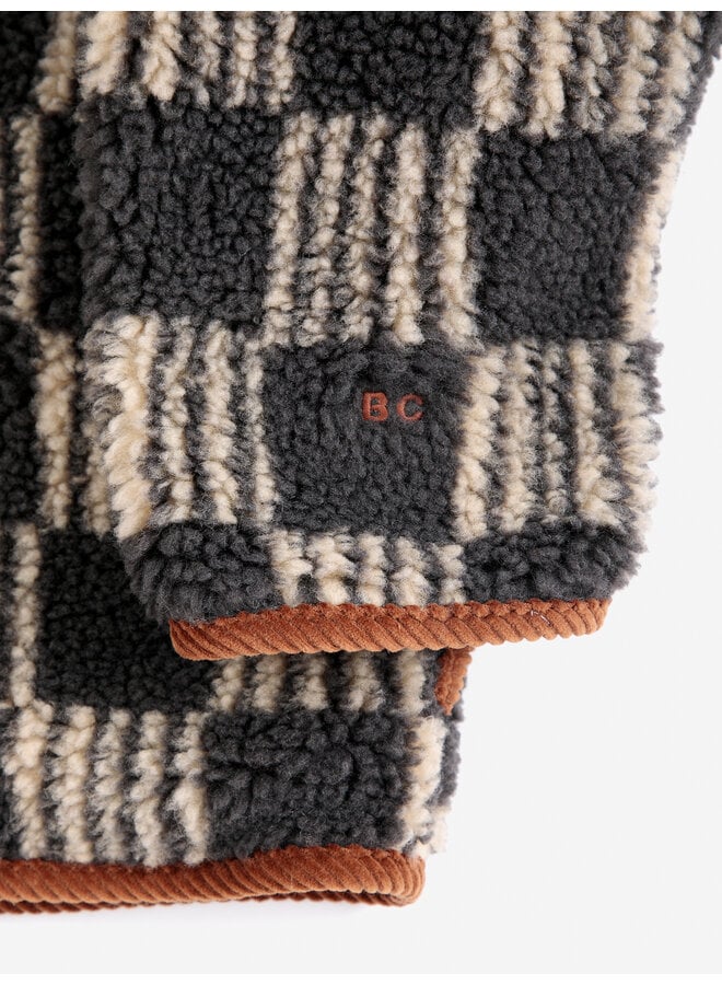 Bobo Choses | almost moiré all over sheepskin jacket | dark grey