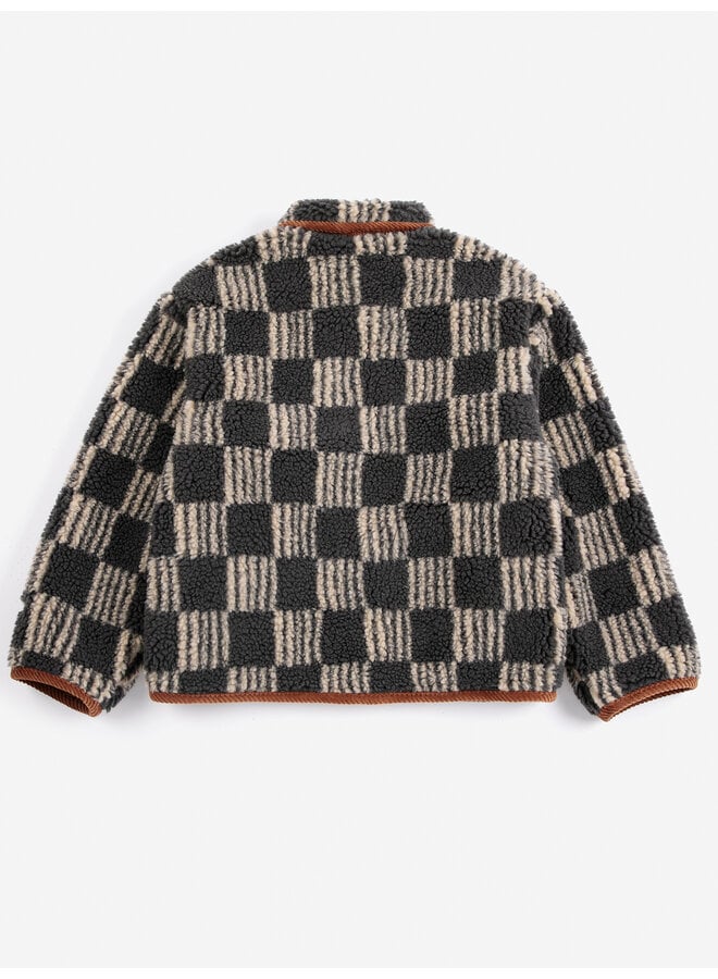 Bobo Choses | almost moiré all over sheepskin jacket | dark grey