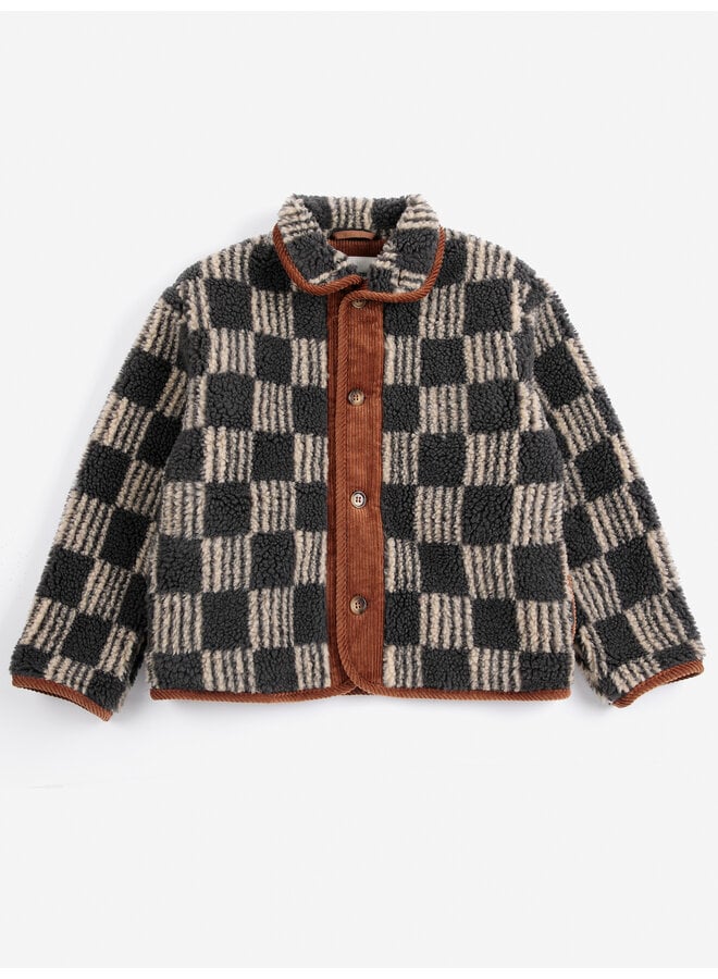 Bobo Choses | almost moiré all over sheepskin jacket | dark grey