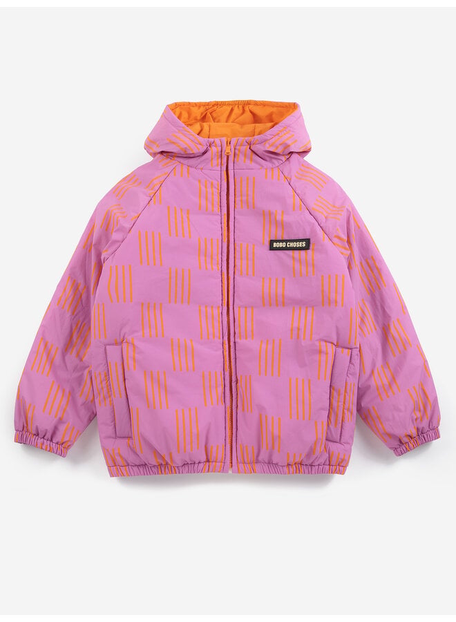 Bobo Choses | almost moiré all over reversible anorak | fuchsia
