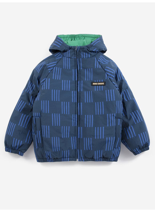 Bobo Choses | almost moiré all over reversible anorak | navy blue