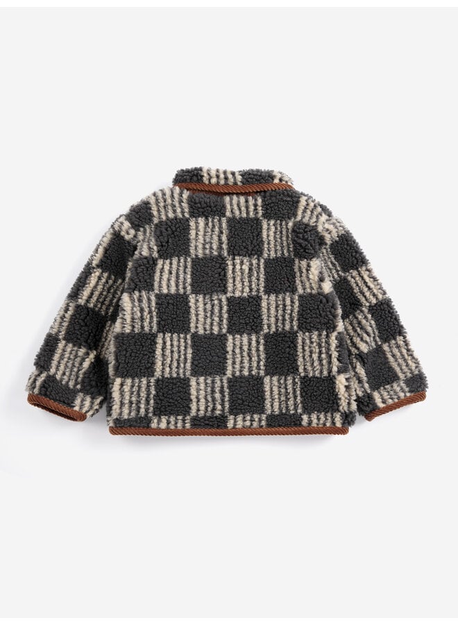 Bobo Choses | almost moiré all over sheepskin jacket | dark grey