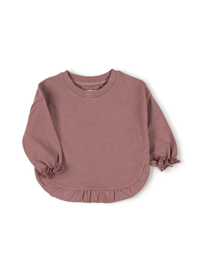 Nixnut | ruffled sweater | mauve