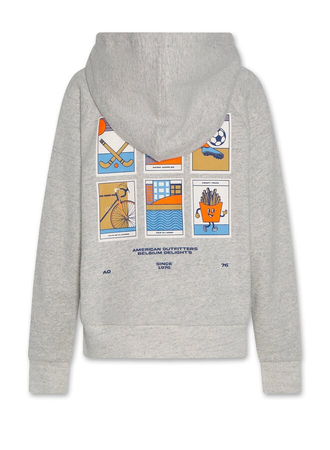 AO76 | olaf hoodie zip icon  | grey melange