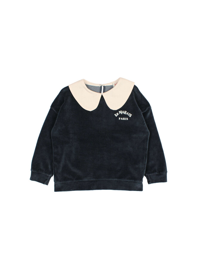 Buho | velvet sweatshirt | whale