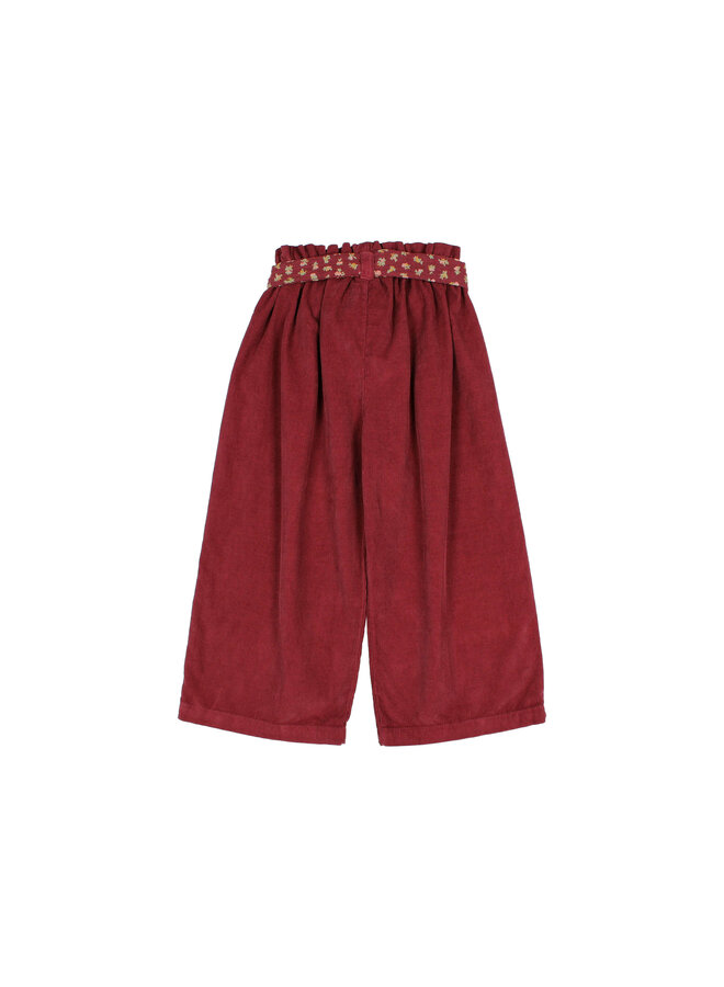 Buho | soft velour girly pants | pomegranate