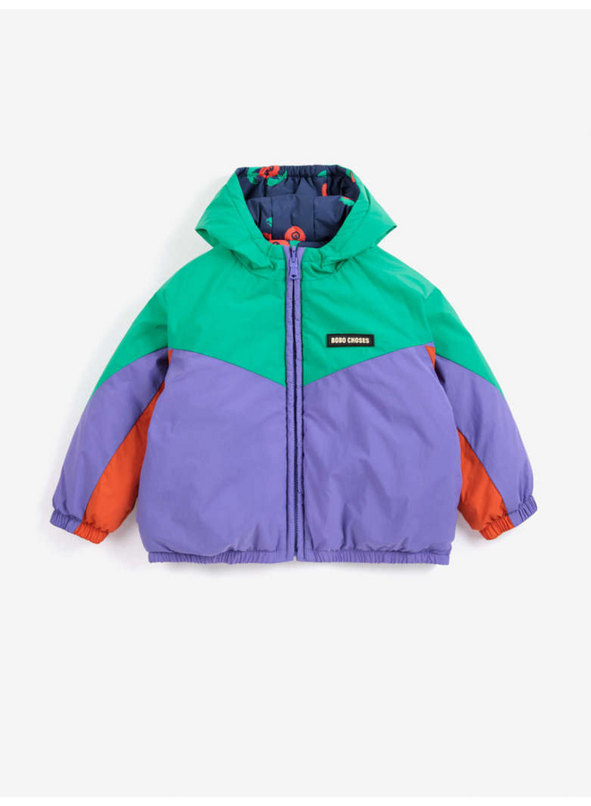 Bobo Choses | stamp bloom all over reversible anorak | navy blue