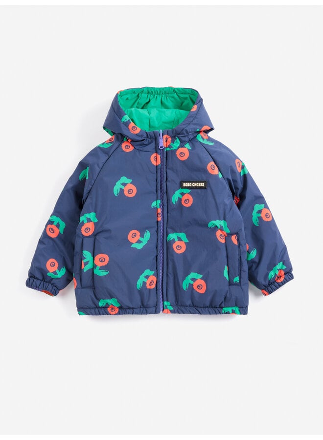 Bobo Choses | stamp bloom all over reversible anorak | navy blue