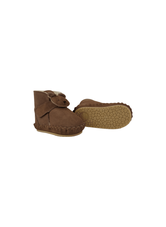 Donsje | pouty booties | fluffy bear | teddy brown suede