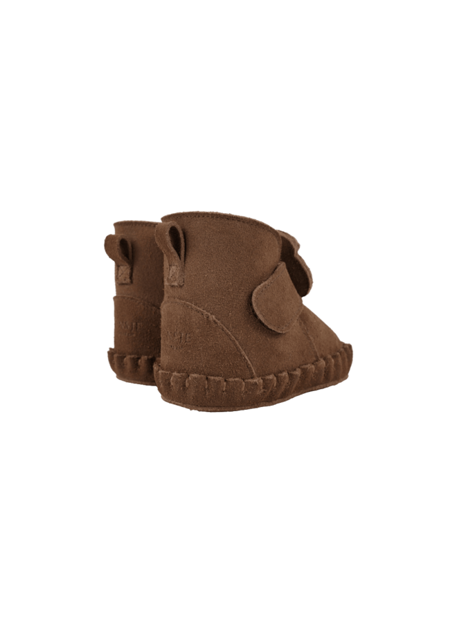 Donsje | pouty booties | fluffy bear | teddy brown suede