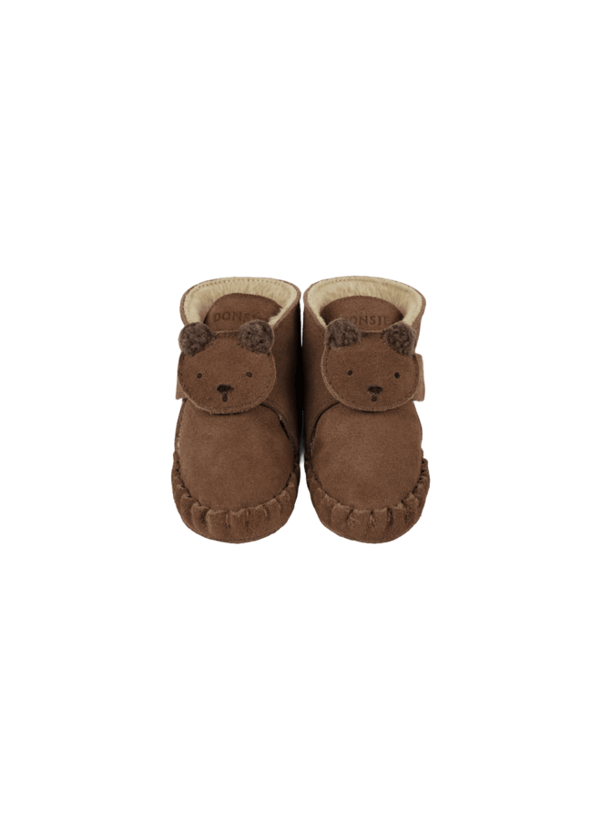 Donsje | pouty booties | fluffy bear | teddy brown suede