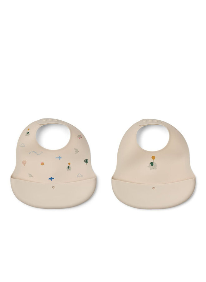Liewood | ember printed bib 2-pack | flying / sandy