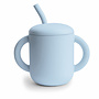 Mushie | training cup + straw | powder blue