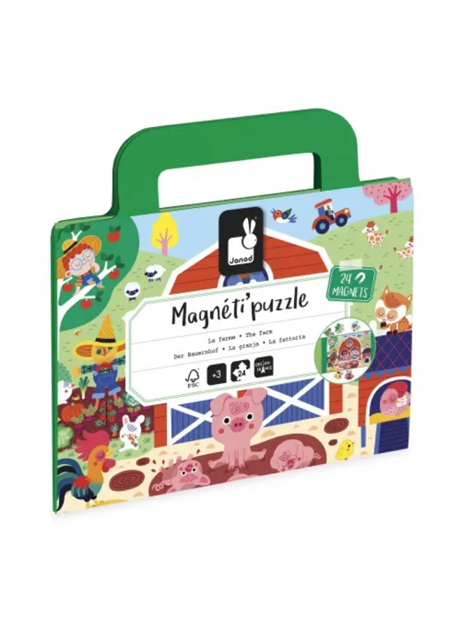 Janod | magnetipuzzel | boerderij 24 stukjes
