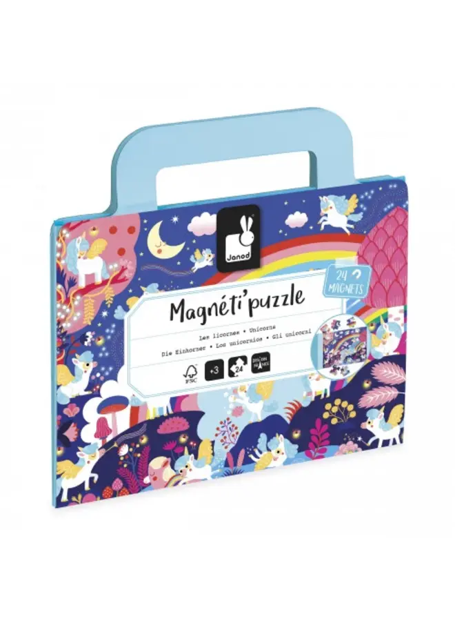 Janod | magnetipuzzel | eenhoorns 24 stukjes