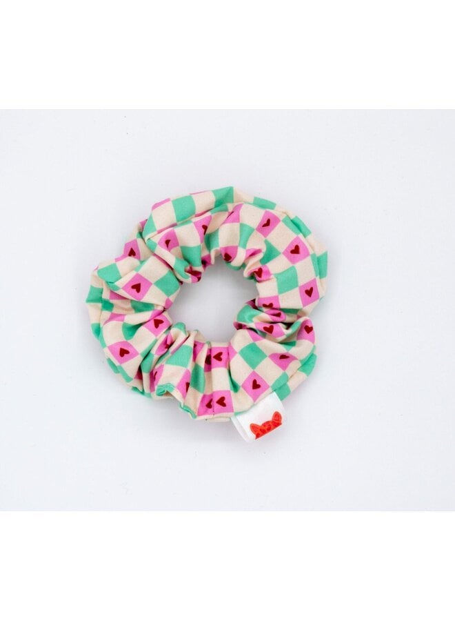 Colori Ribelle | scrunchie green/pink hearts