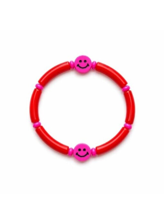 Colori Ribelle | armband tube rood met smiley