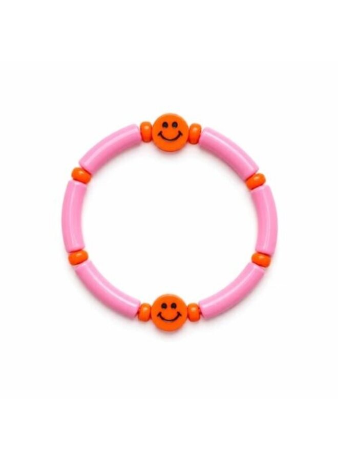 Colori Ribelle | armband tube roze met smiley