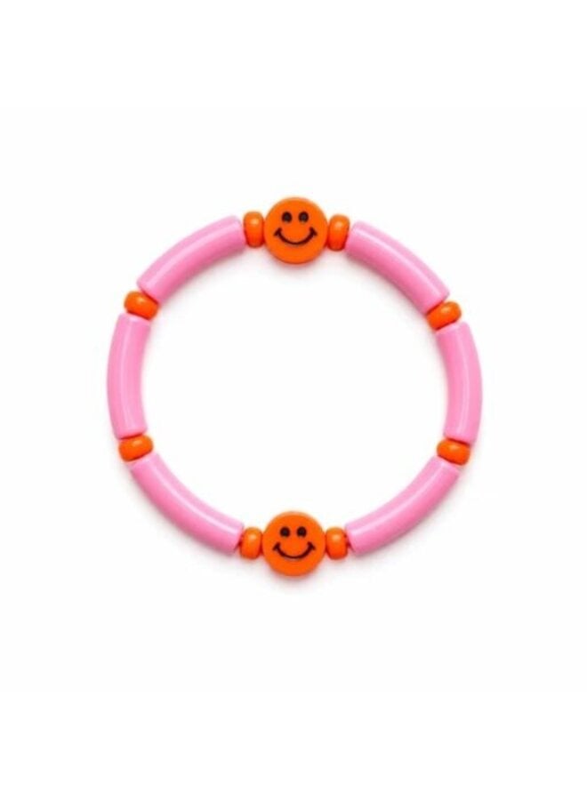 Colori Ribelle | armband tube roze met smiley