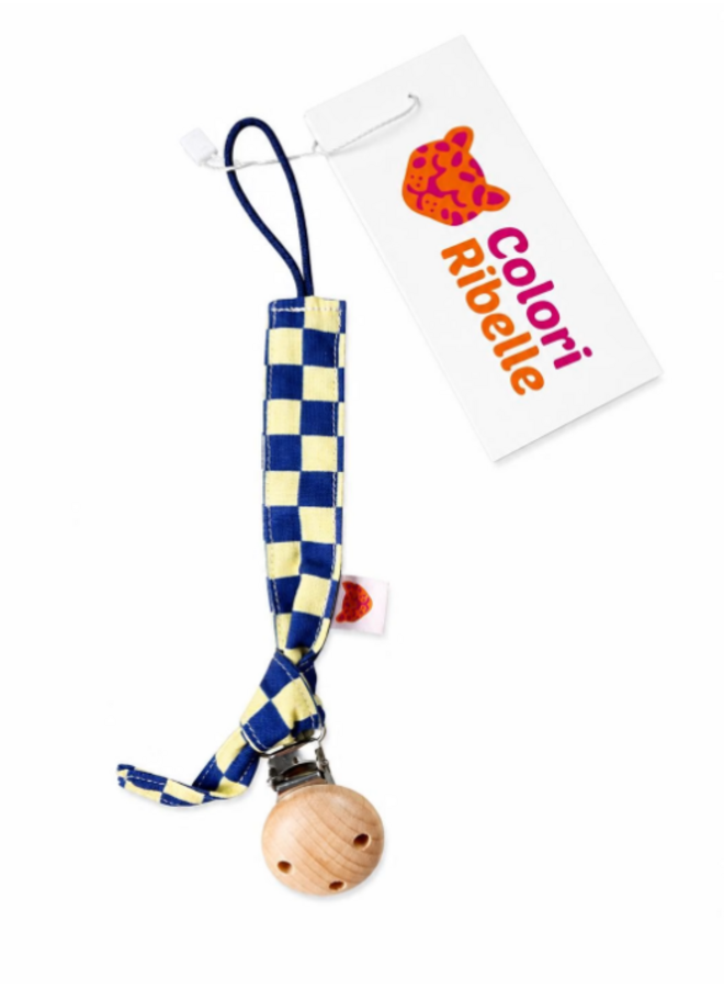 Colori Ribelle | speenkoord knoop blauw geblokt