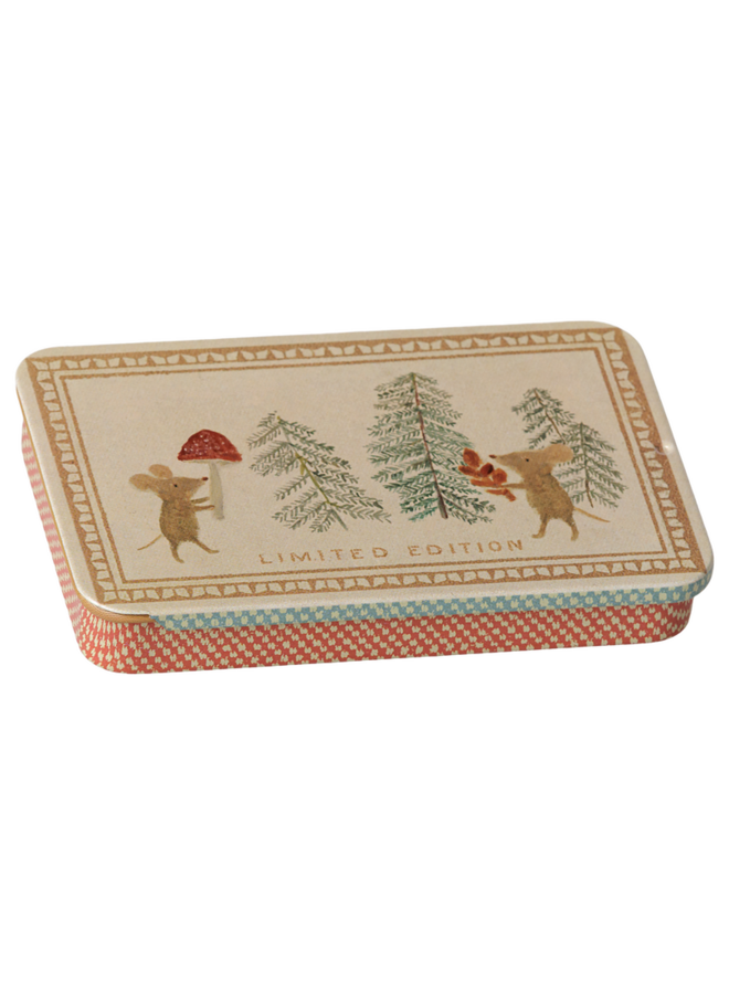 Maileg | metal box with sliding lid | christmas mouse