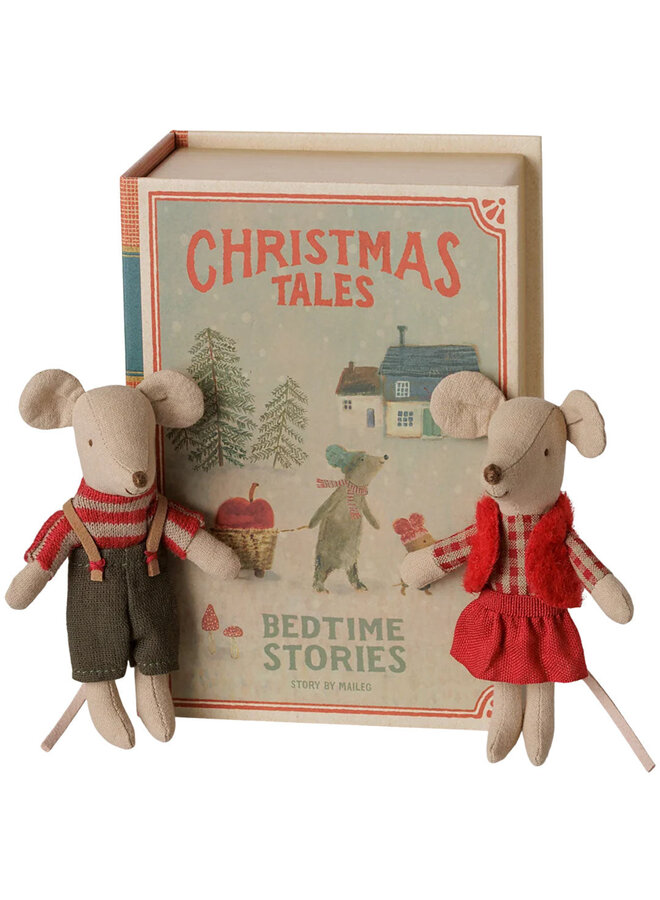 Maileg | christmas twin mice | little sister and brother in book