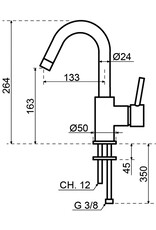 Lanesto Lanesto Tratto hoge wastafelkraan met gladde body Chroom