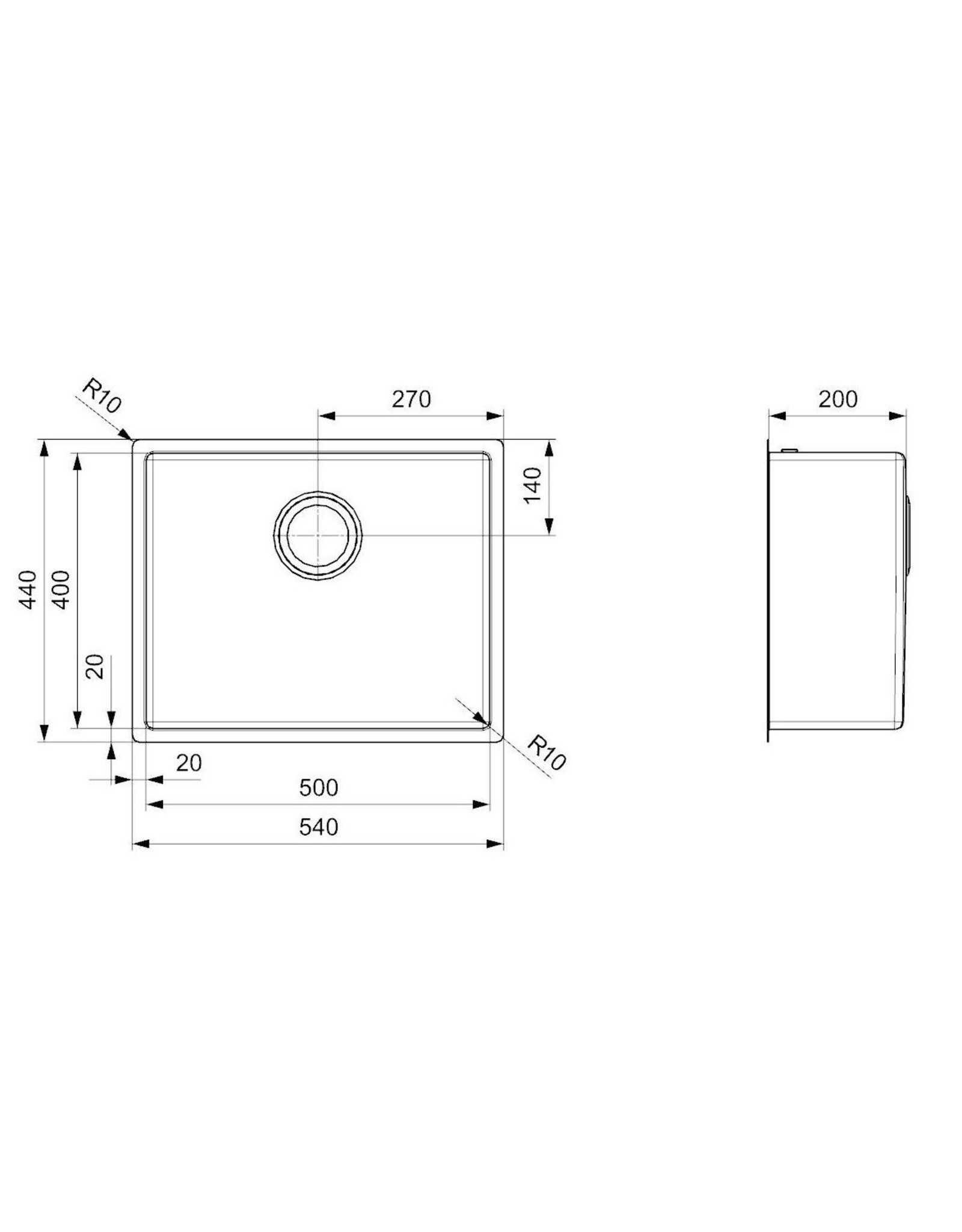 Lanesto Lanesto Urban Gold / Goud 615 50x40 spoelbak