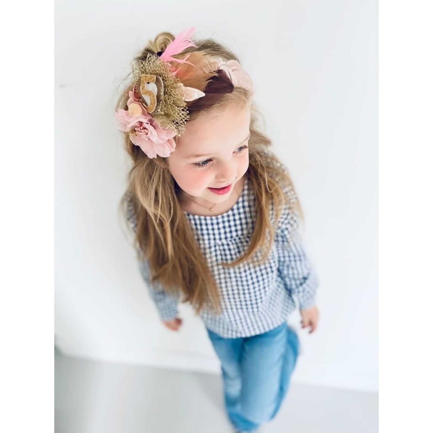 Verjaardagshaarband Flowers Oud Roze