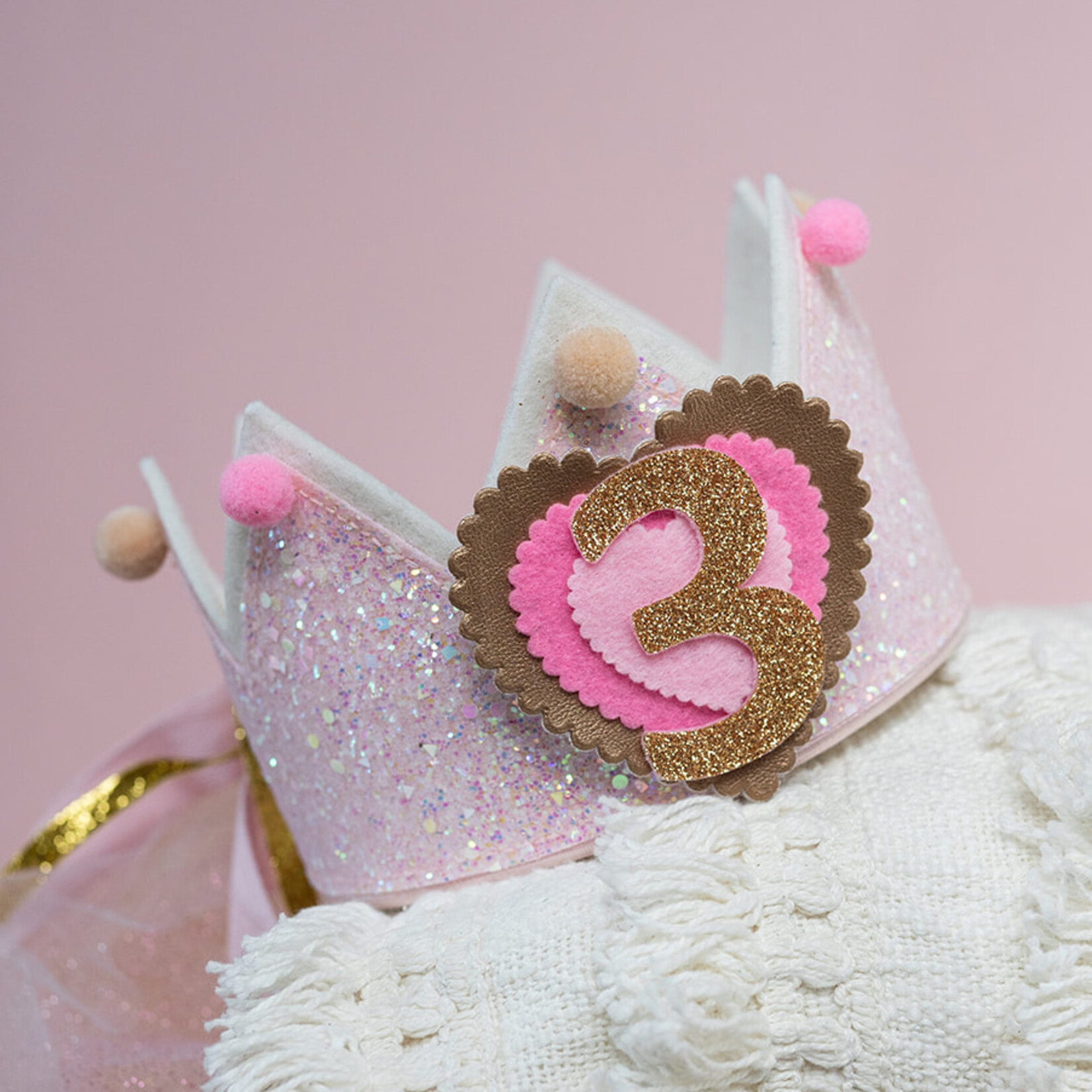 Verjaardagskroon Glitter Soft Pink