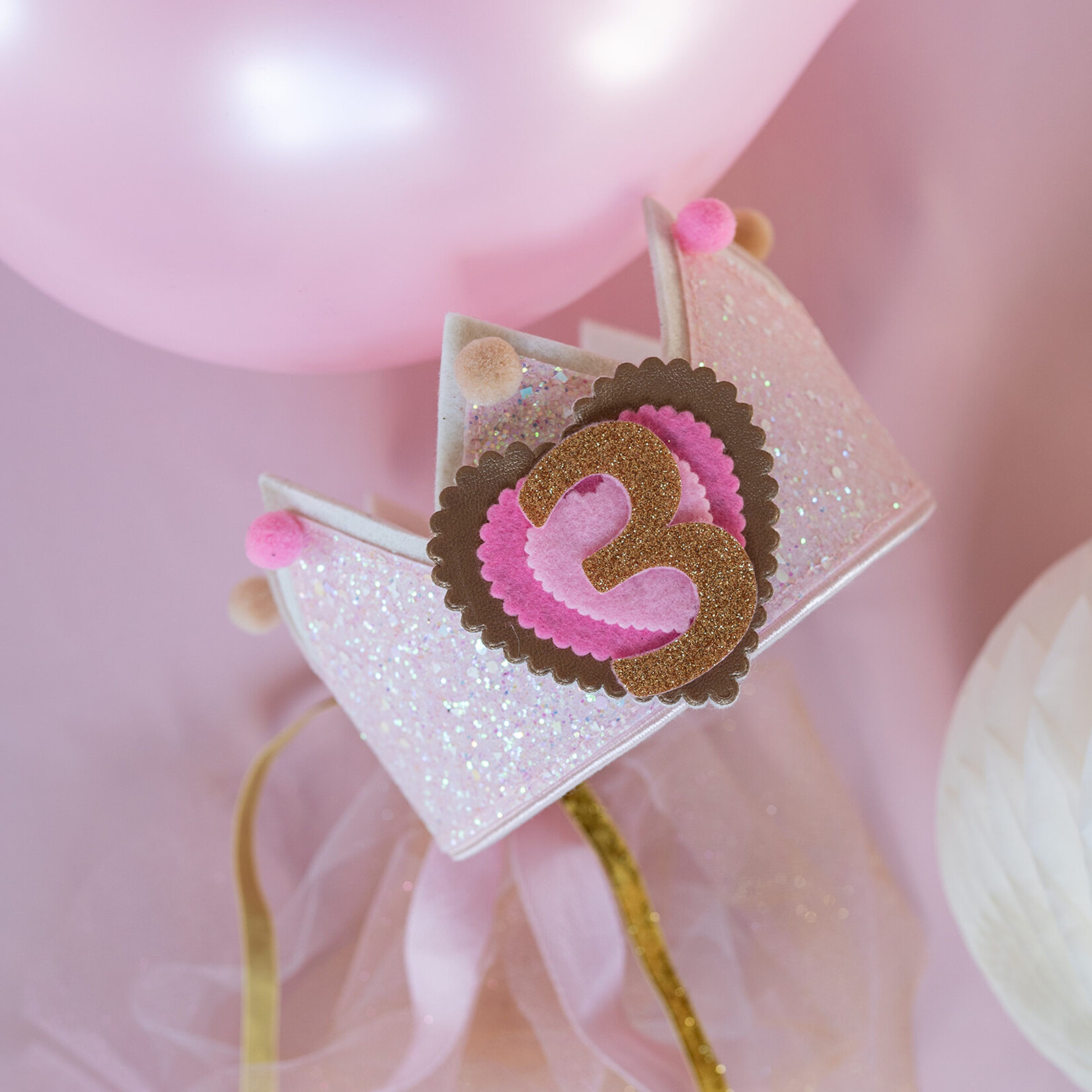 Verjaardagskroon Glitter Soft Pink