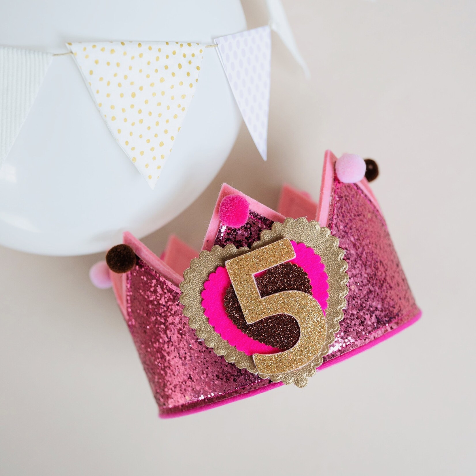 Verjaardagskroon Glitter Old Pink
