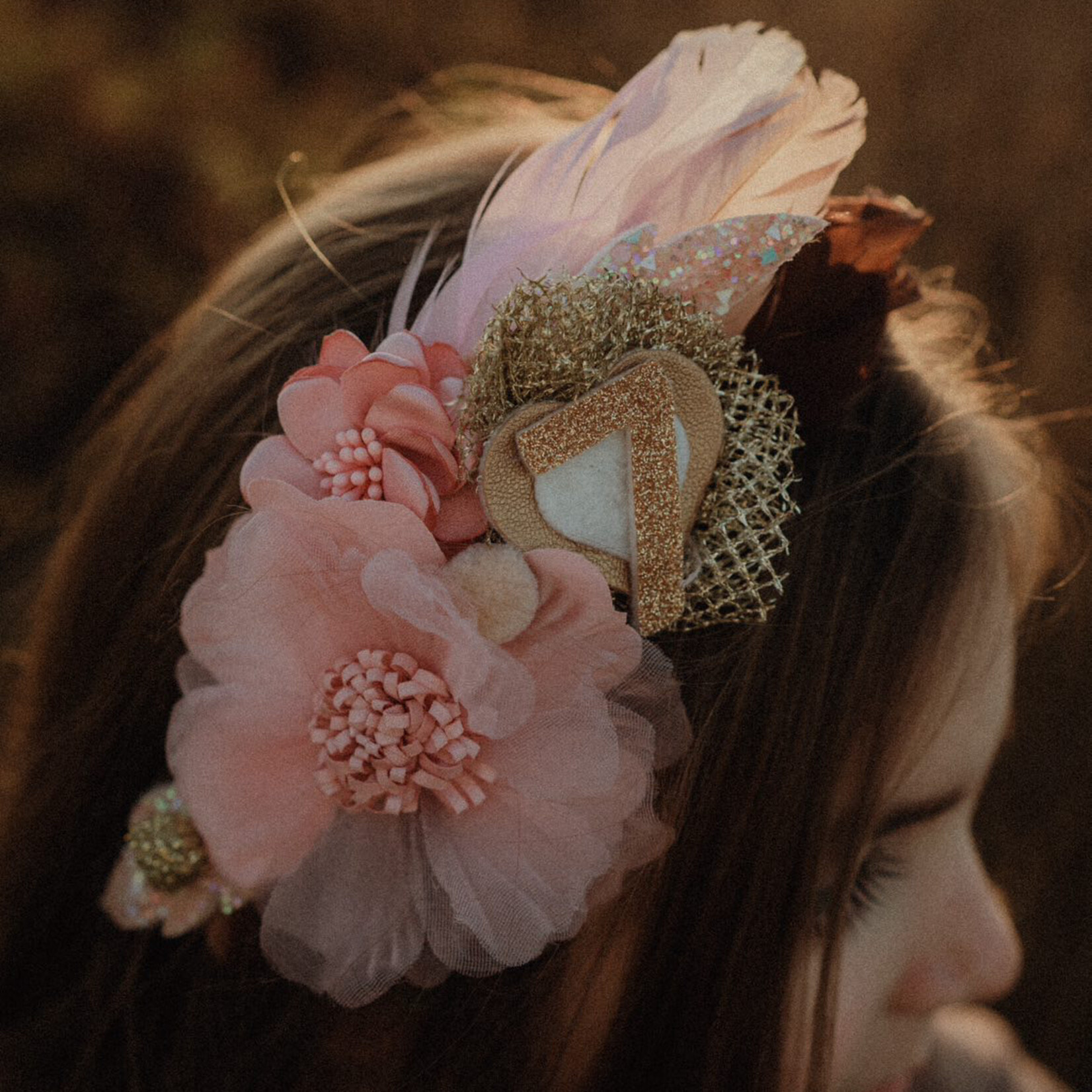 Verjaardagshaarband Flowers Oud Roze