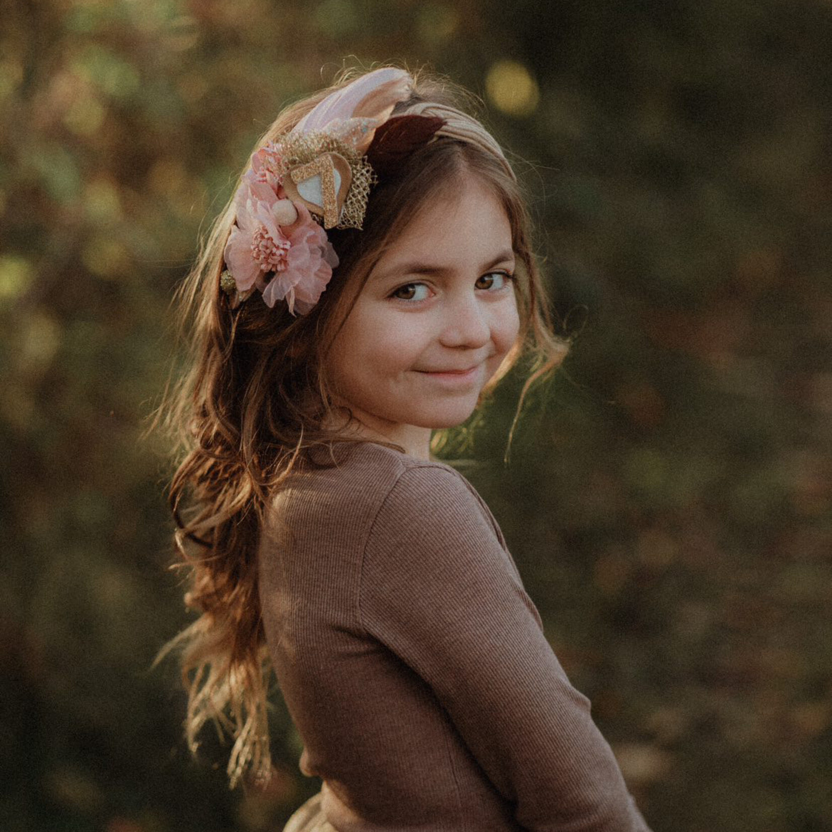 Verjaardagshaarband Flowers Oud Roze