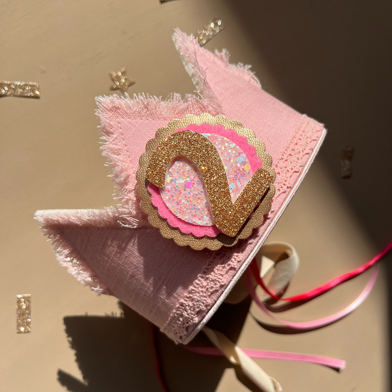 Verjaardagskroon Linnen Droomroze